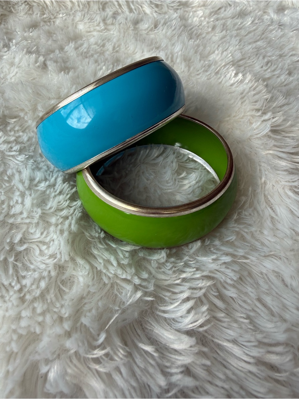 Blue and Green Enamel Bangle Bracelets